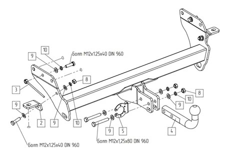 Фаркоп Baltex для Jeep Grand Cherokee 2010-2022 Арт. 049115 049115 в Махачкала